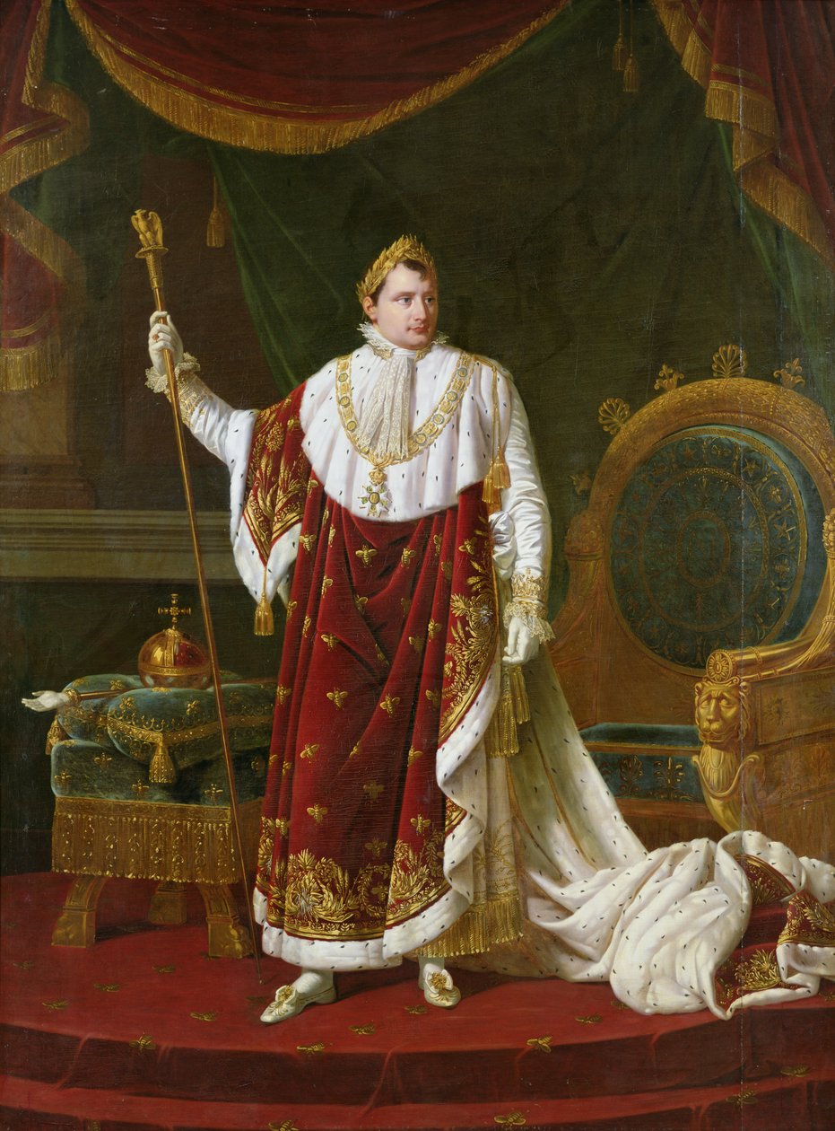 Napoleonin (1769-1821) muotokuva kruunausvaatteissaan, 1811 tekijältä Robert Lefevre