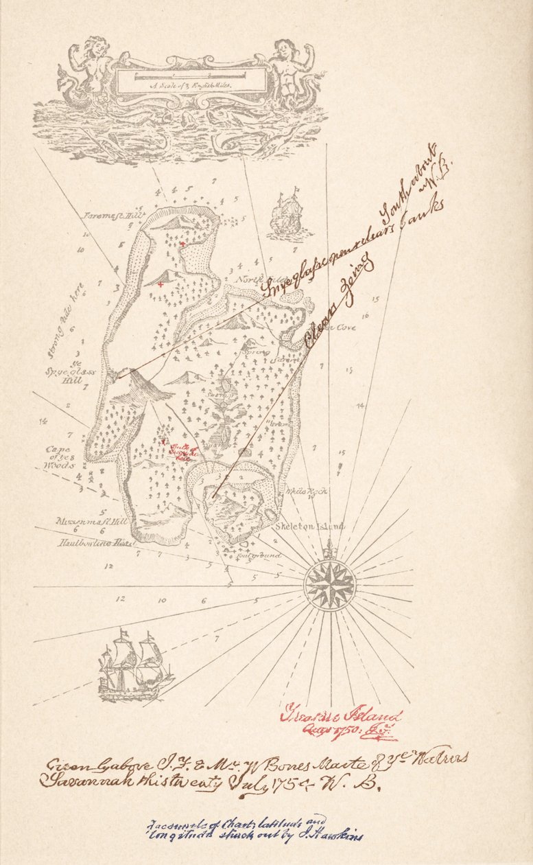 Treasure Islandin kartta Treasure Islandilta, kirjoittanut Robert Louis Stevenson, pub.1883 tekijältä Robert Louis Stevenson