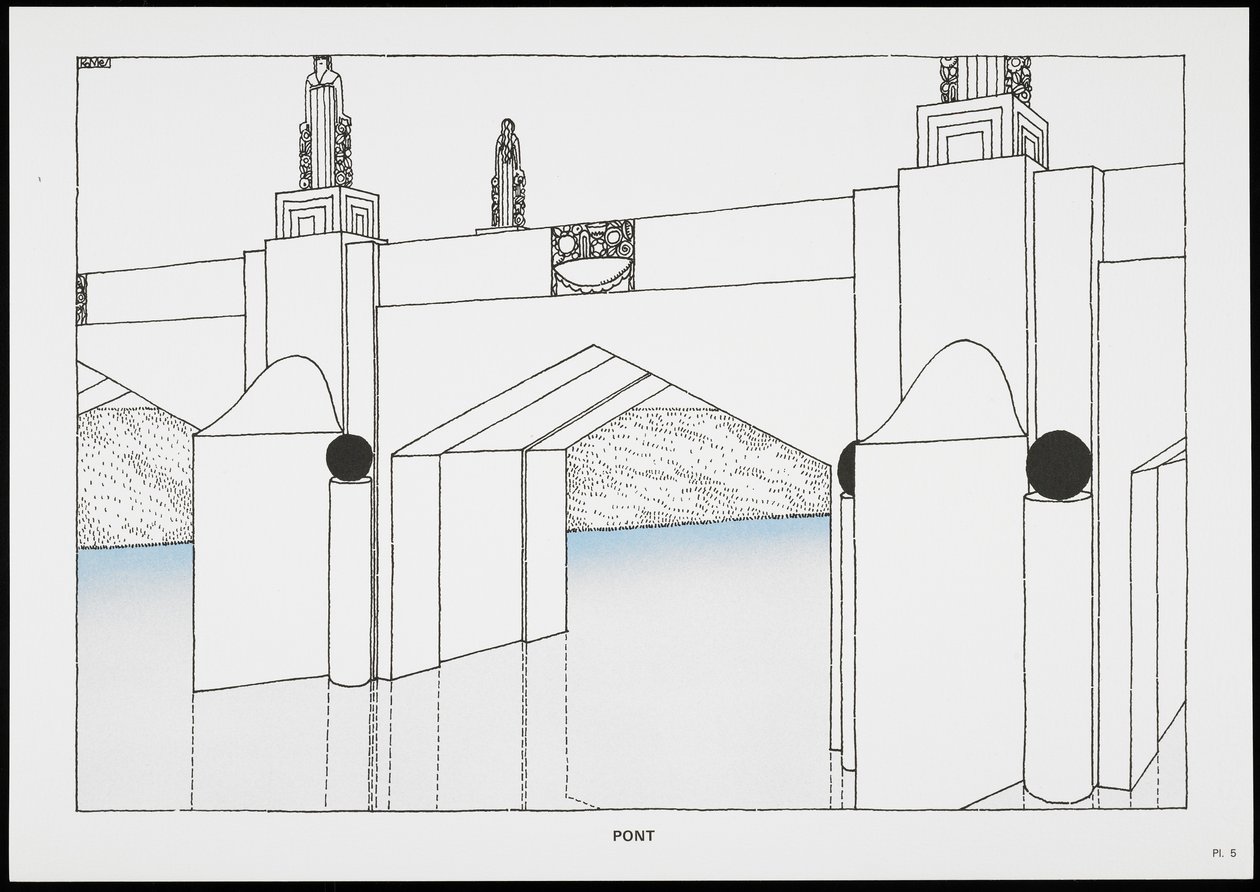 Pont, Une Cite Modernesta, Rob Mallet-Stevens Architecten piirustukset, 1987 (julkaistu) tekijältä Robert Mallet Stevens