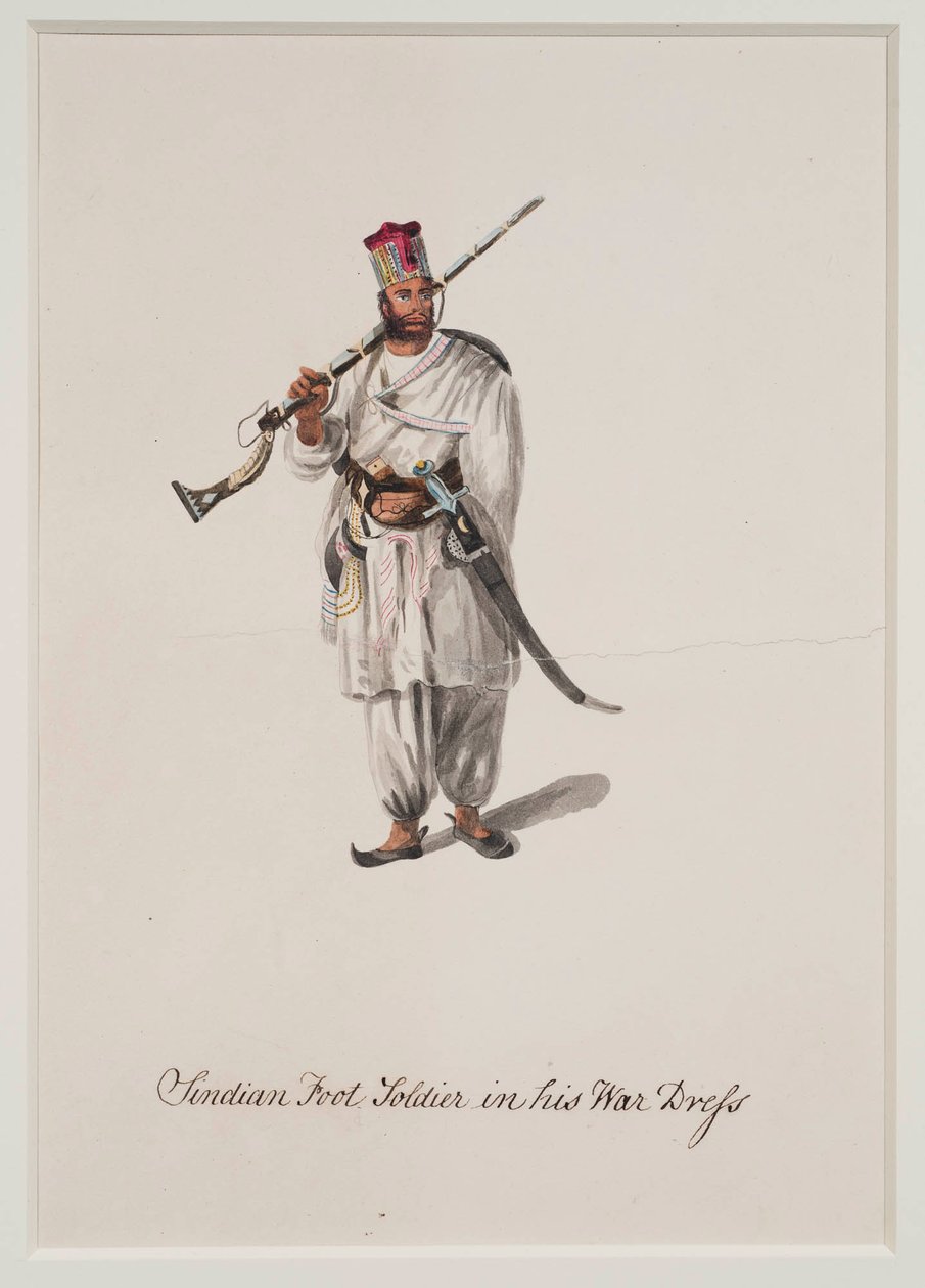 Sinilainen jalkasotilas sotapuvussaan, 1815 tekijältä Robert Melville Grindlay