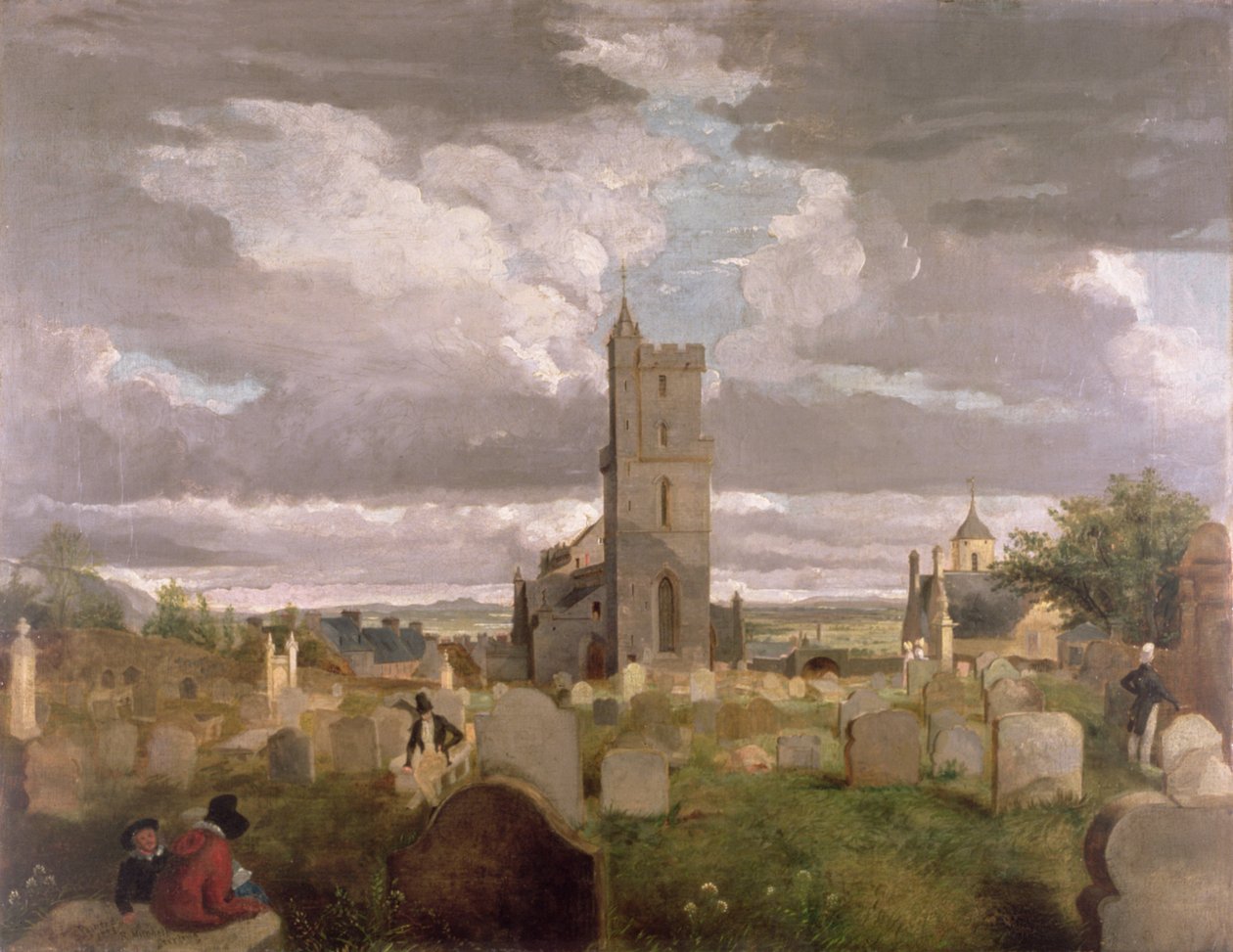 Vanha kirkkopiha, Stirling, 1835 tekijältä Robert Mitchell