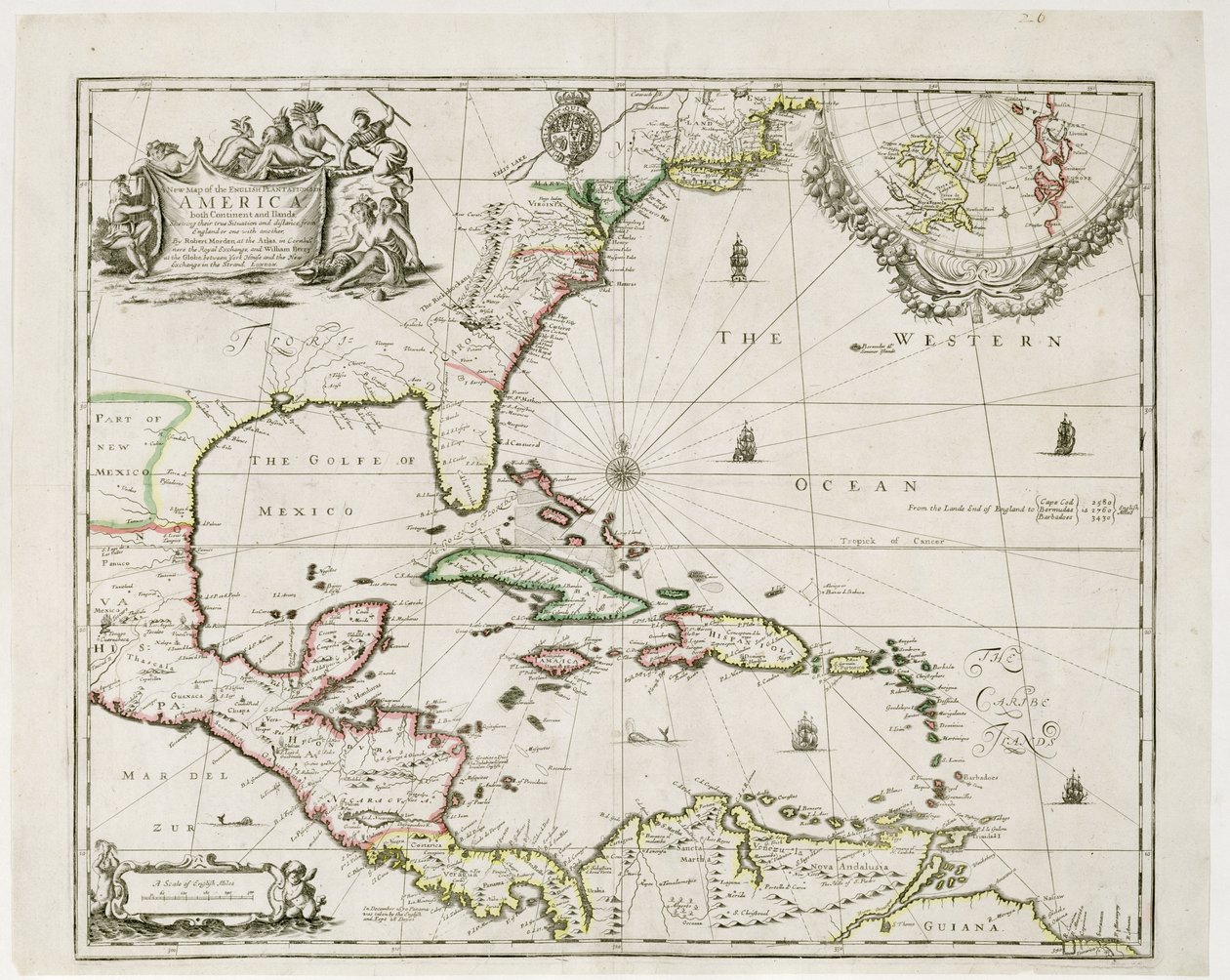 Isang Bagong Mapa ng English Plantations sa America, 1673 finn tekijältä Robert Morden