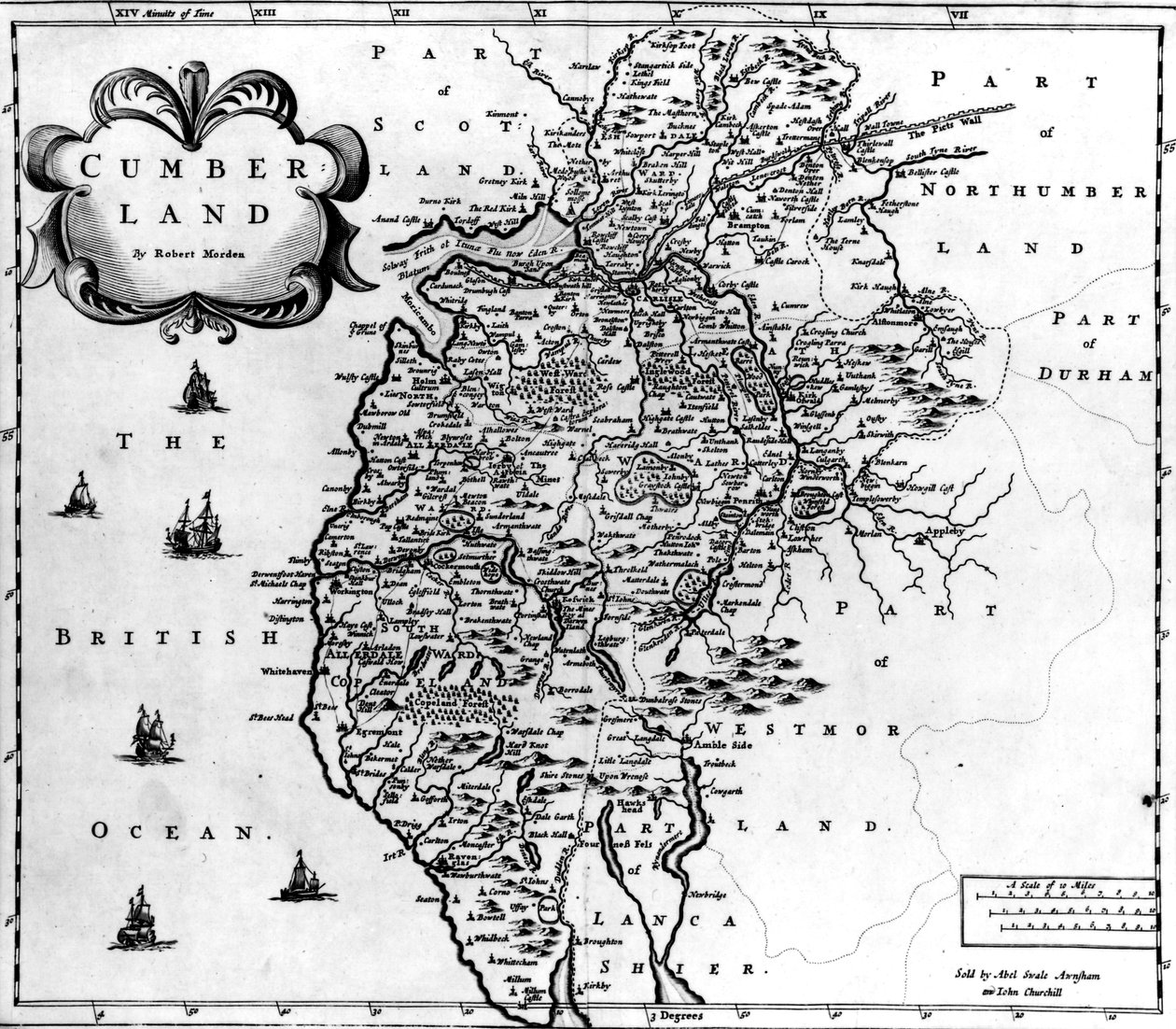 Cumberlandin kartta, noin 1695 tekijältä Robert Morden