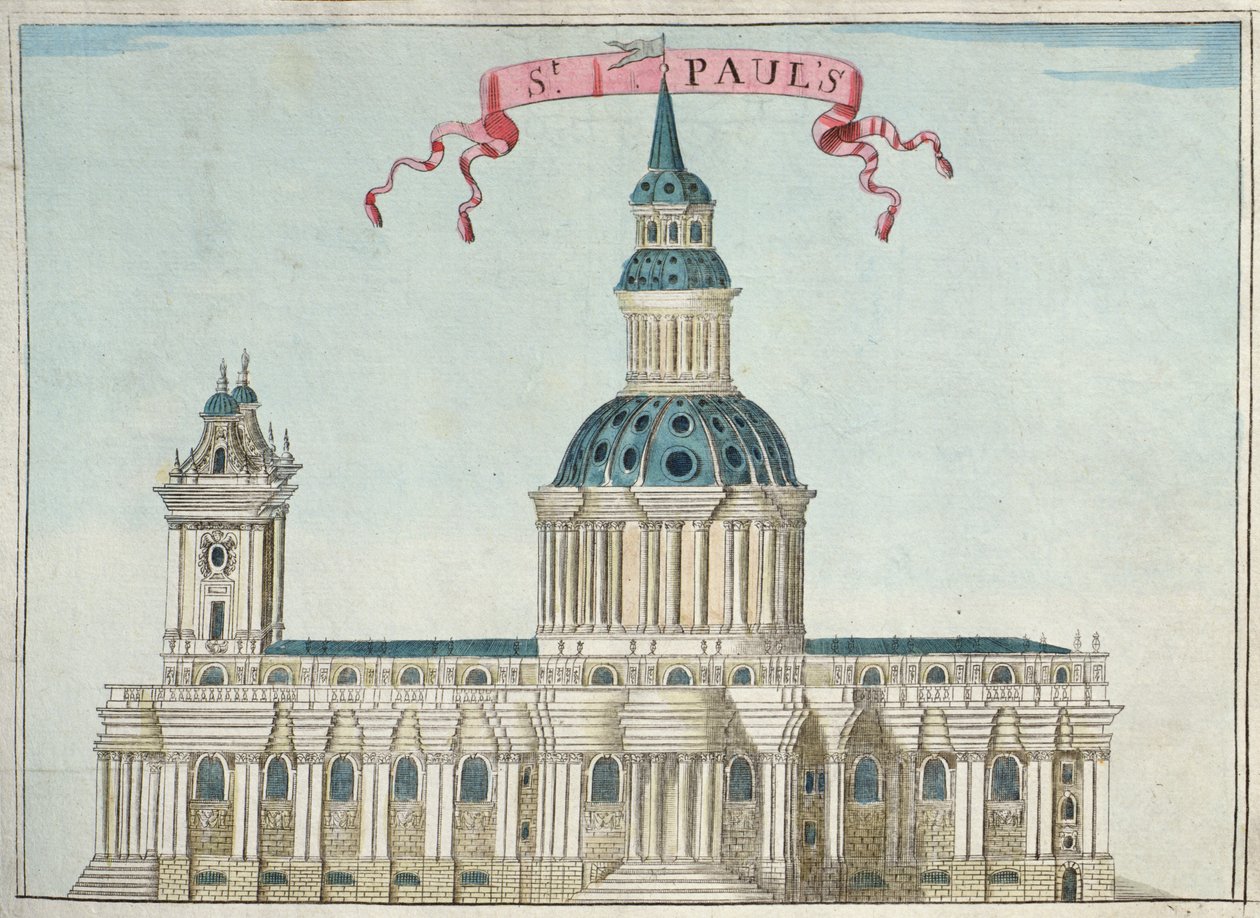Pyhän Paavalin katedraali, kirjasta "A Book of the Remarkable Places in and about the Remarkable Places in and about the London", n. 1700 tekijältä Robert Morden