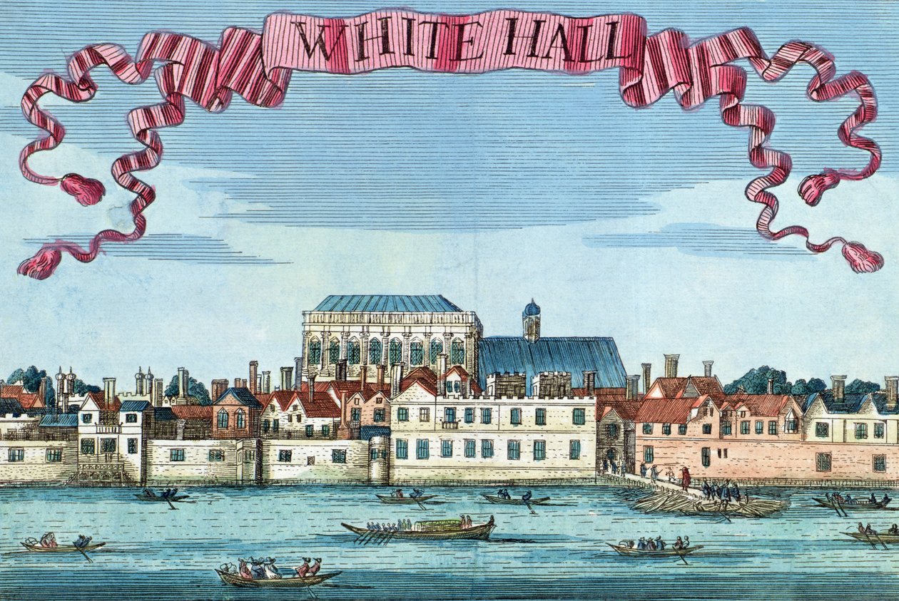 Whitehall, kirjasta "A Book of the Prospects of the Remarkable Places in and about the London", n. 1700 tekijältä Robert Morden