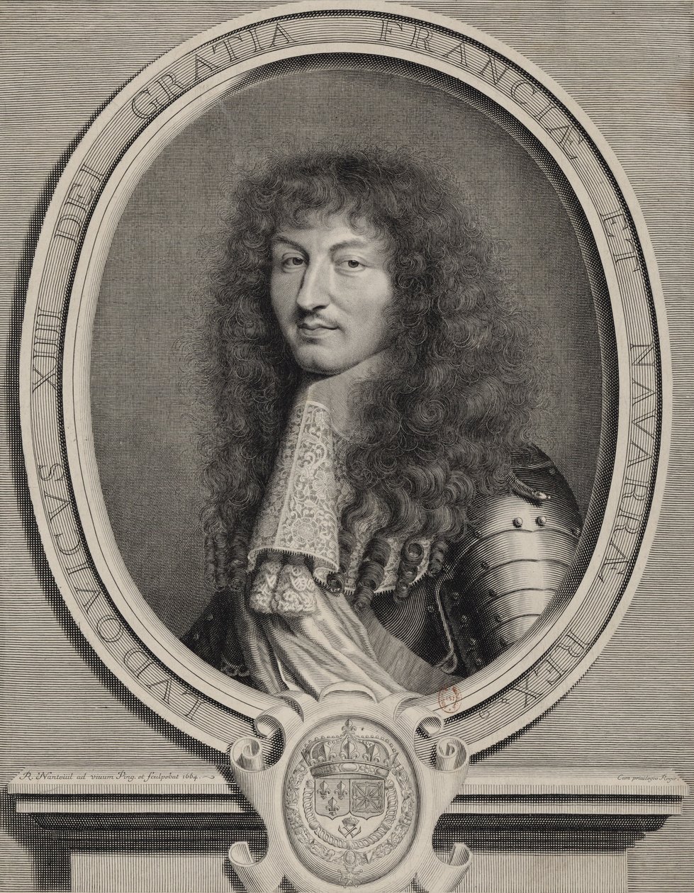 Kaiverrettu muotokuva de Louis XIV Ranskasta tekijältä Robert Nanteuil