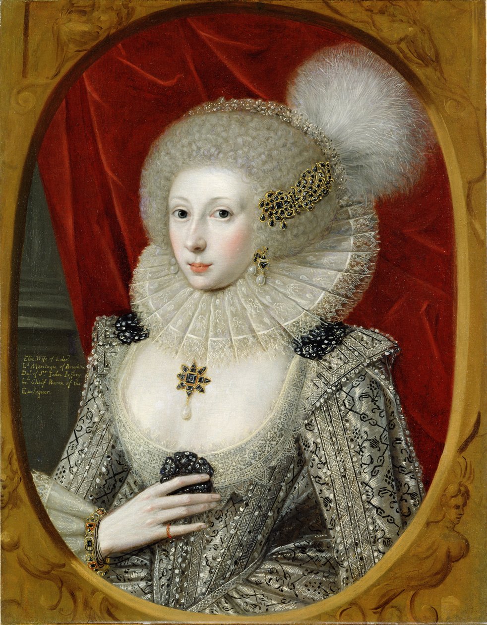 Naisen muotokuva, mahdollisesti Frances Cotton, Lady Montagu, Boughton Castlesta, Northamptonshiresta. tekijältä Robert Peake
