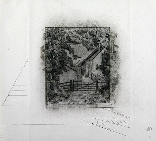Fields Farm, Clayhidon, 1917 (kynä paperille) tekijältä Robert Polhill Bevan