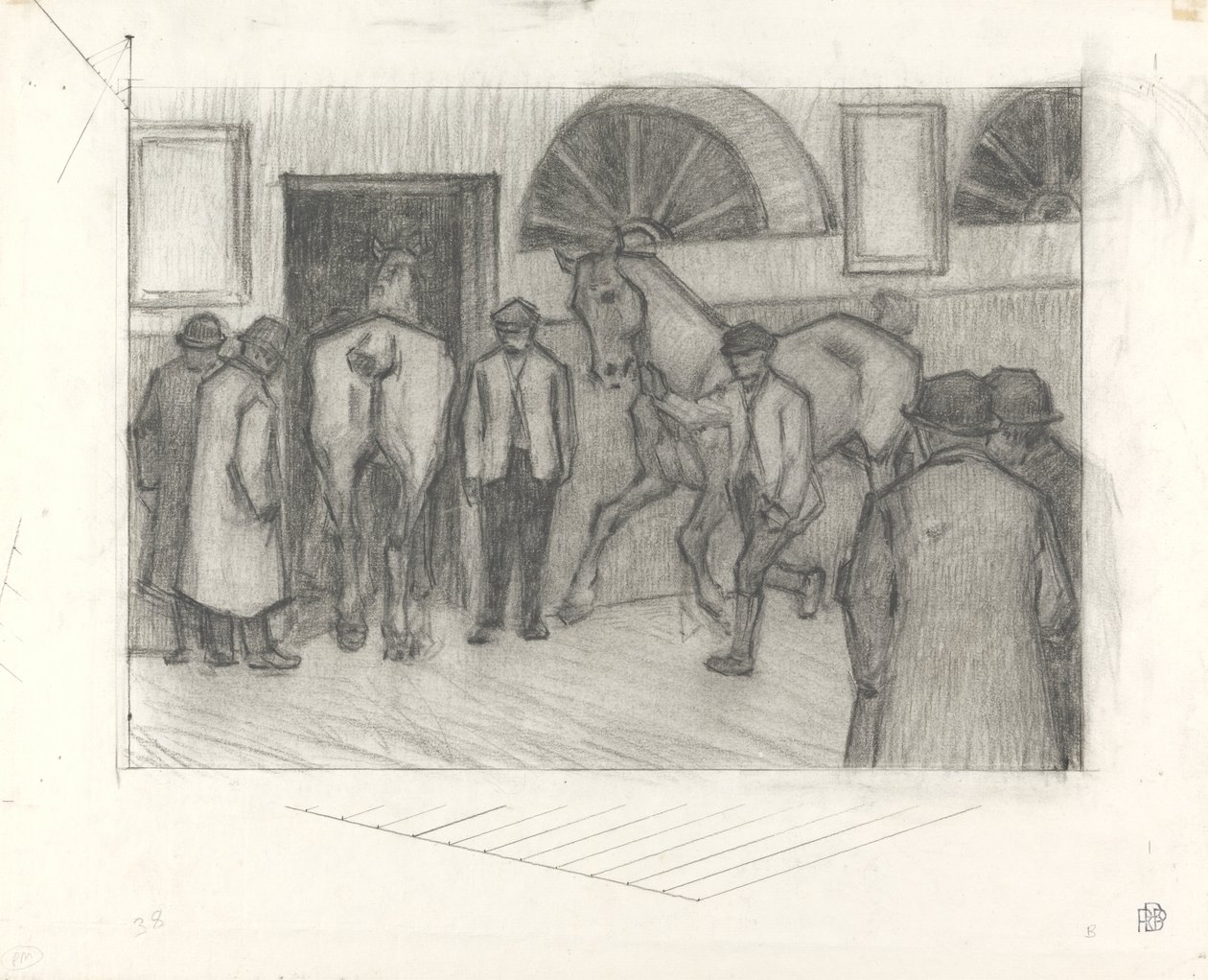 The Horse Mart, n. 1917 (kynä paperille) tekijältä Robert Polhill Bevan