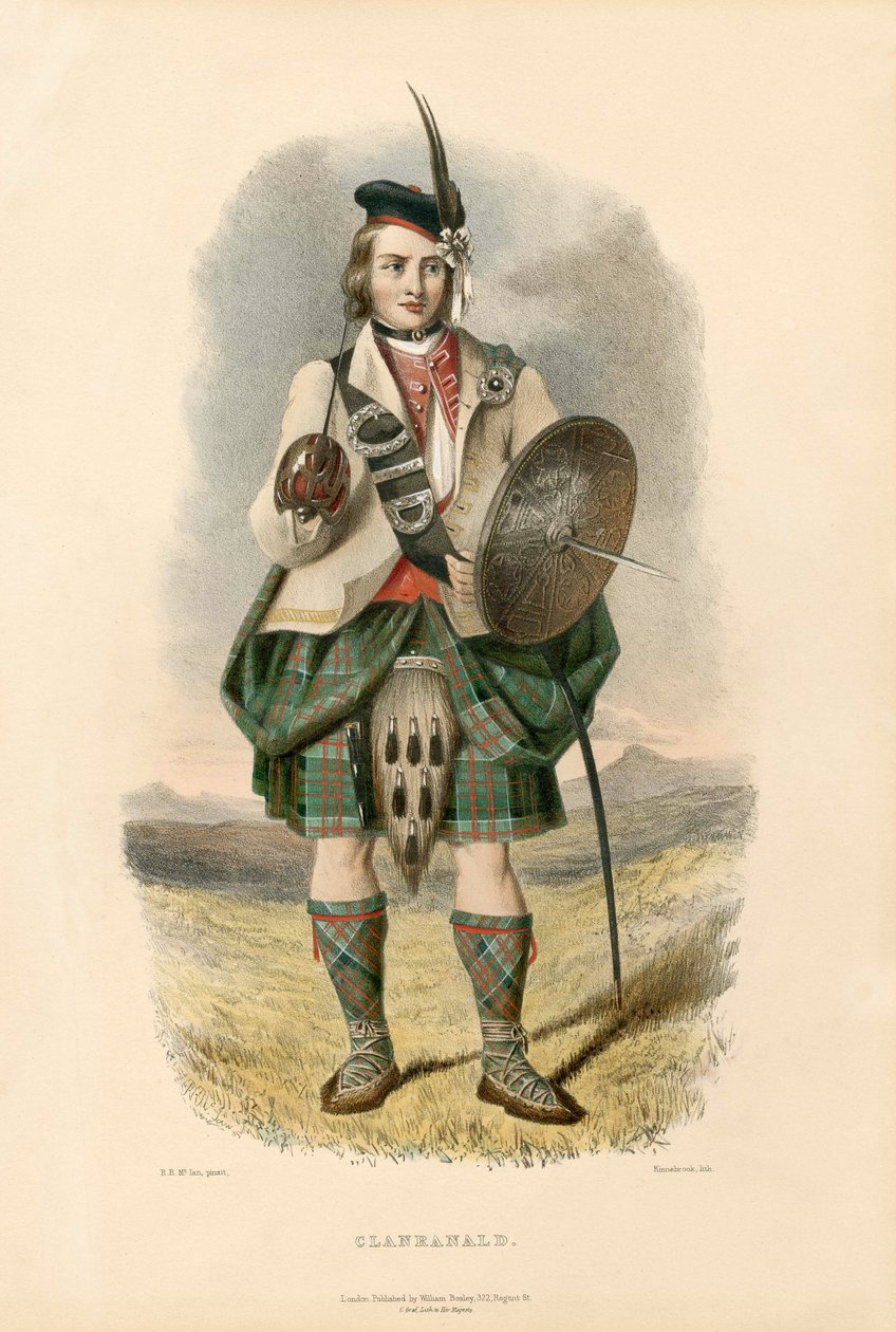 Clanranald, The Clans of the Scottish Highlands, pub.1845 tekijältä Robert Ronald McIan