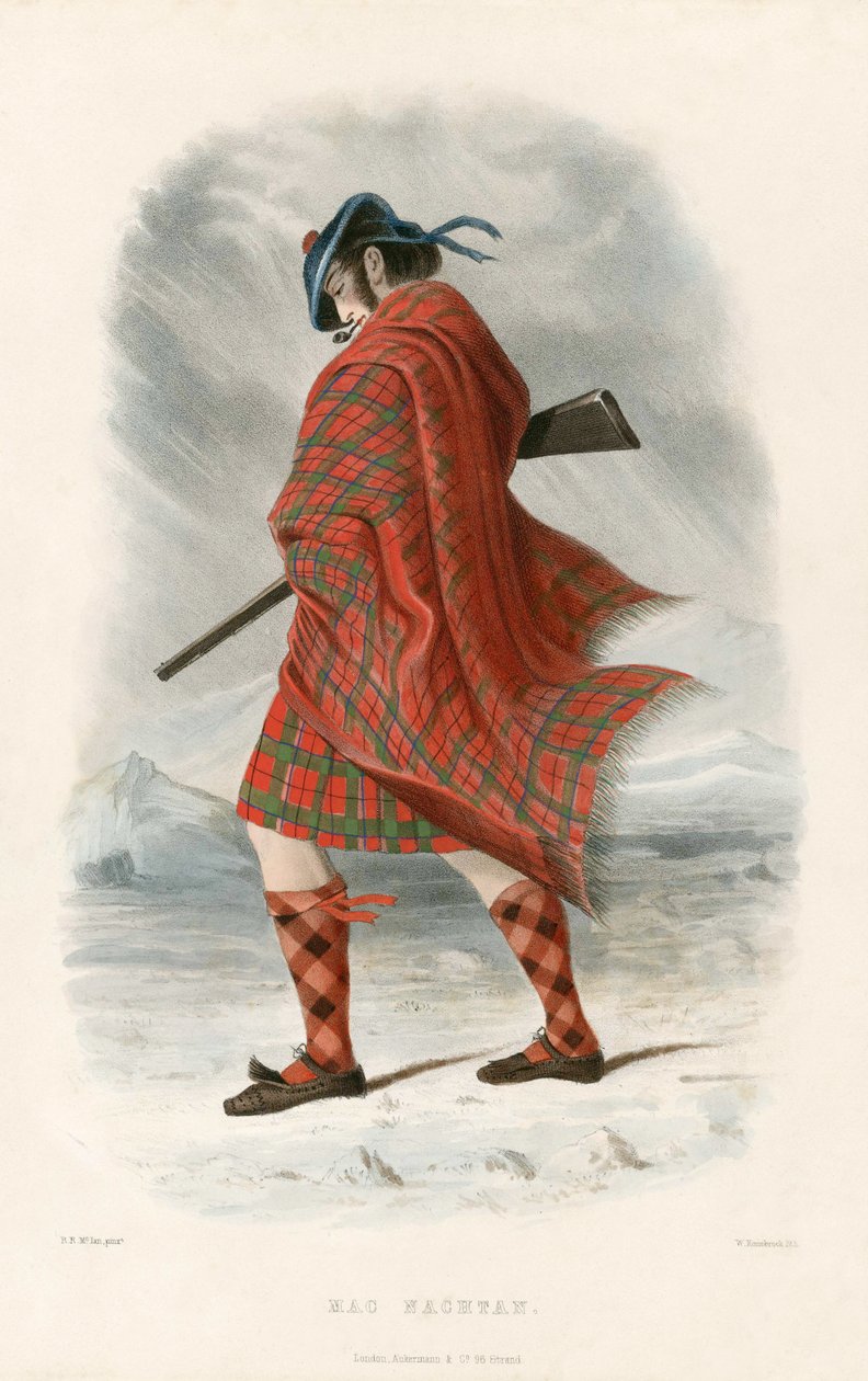Mac Nachtan, elokuvasta The Clans of the Scottish Highlands, pub.1845 tekijältä Robert Ronald McIan