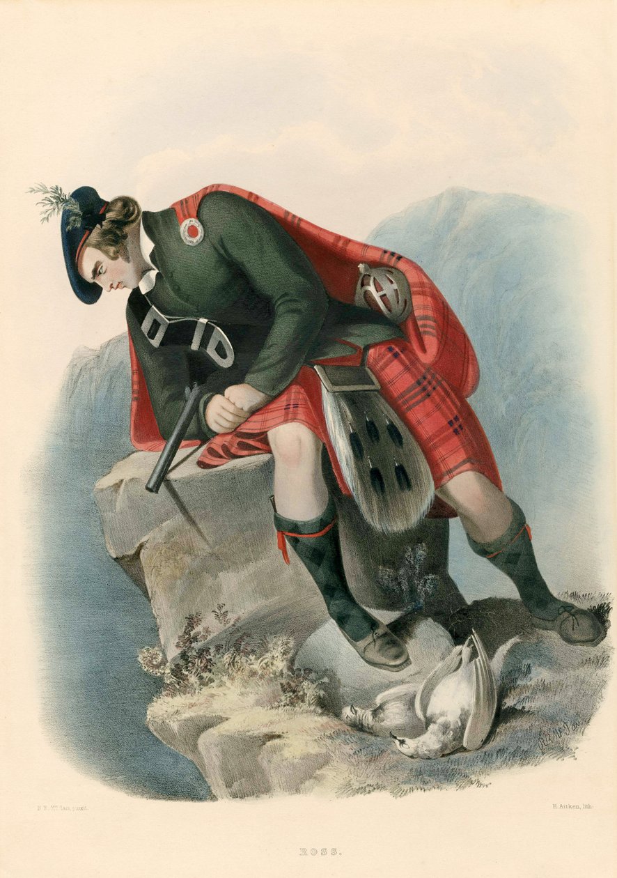 Ross, The Clans of the Scottish Highlands, pub.1845 tekijältä Robert Ronald McIan