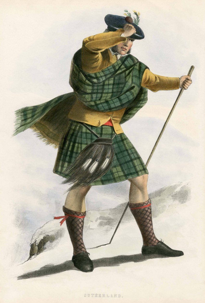 Sutherland, The Clans of the Scottish Highlands, pub.1845 tekijältä Robert Ronald McIan