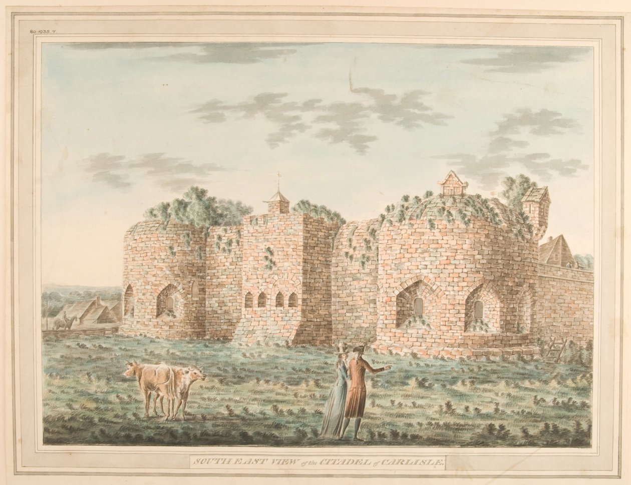 Kaakkoisnäkymä Carlislen linnoituksesta, 1791 (wc paperilla) tekijältä Robert Senior Carlyle