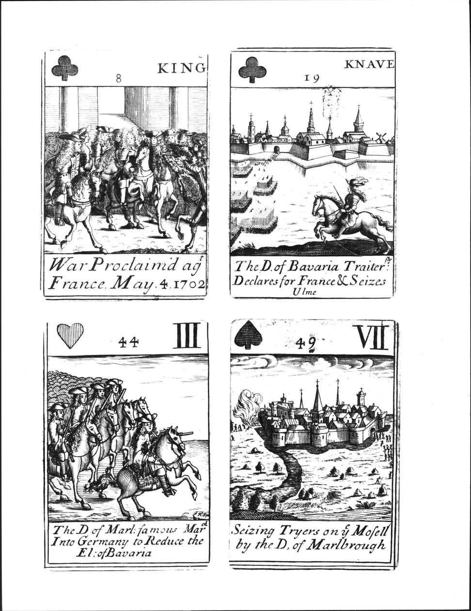 Pelikortit Espanjan perintösodan (1702-13) muistoksi tekijältä Robert Spofforth