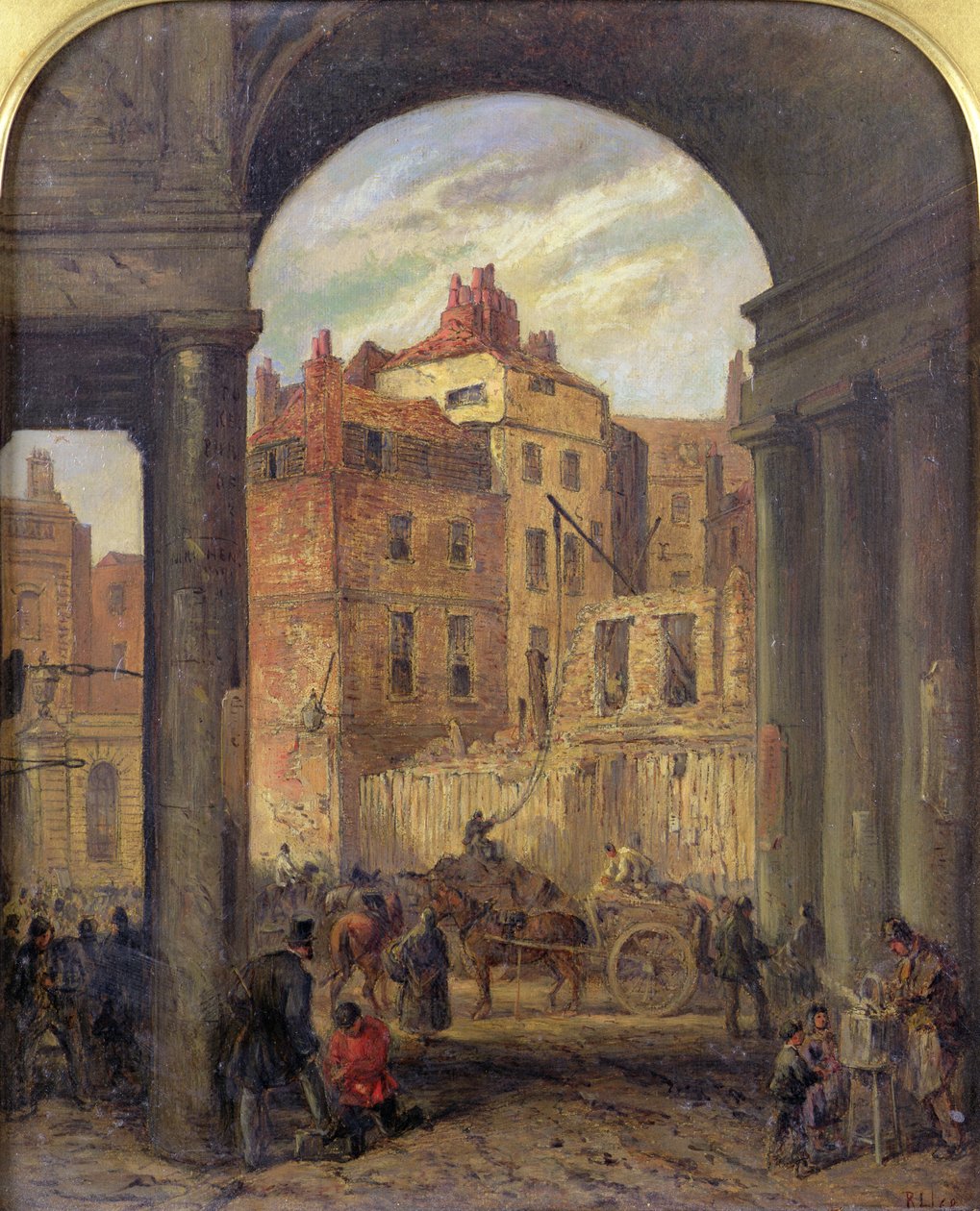 Foregate, Strand, Boswell Courtin sisäänkäynti - purettu New Law Courts -tuomioistuinten paikkaa varten, 1868 tekijältä Robert Thomas Landells