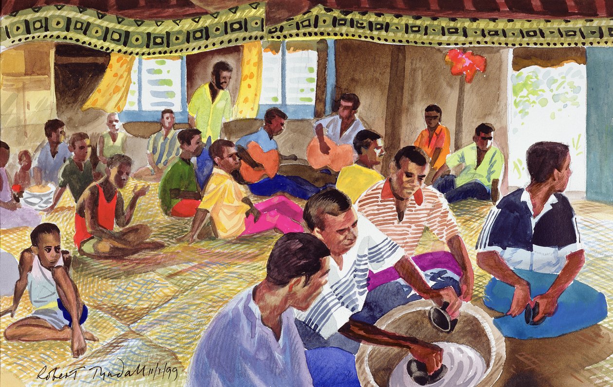Kava Drinking Ceremony, Fidži, 1999 (wc paperilla) tekijältä Robert Tyndall