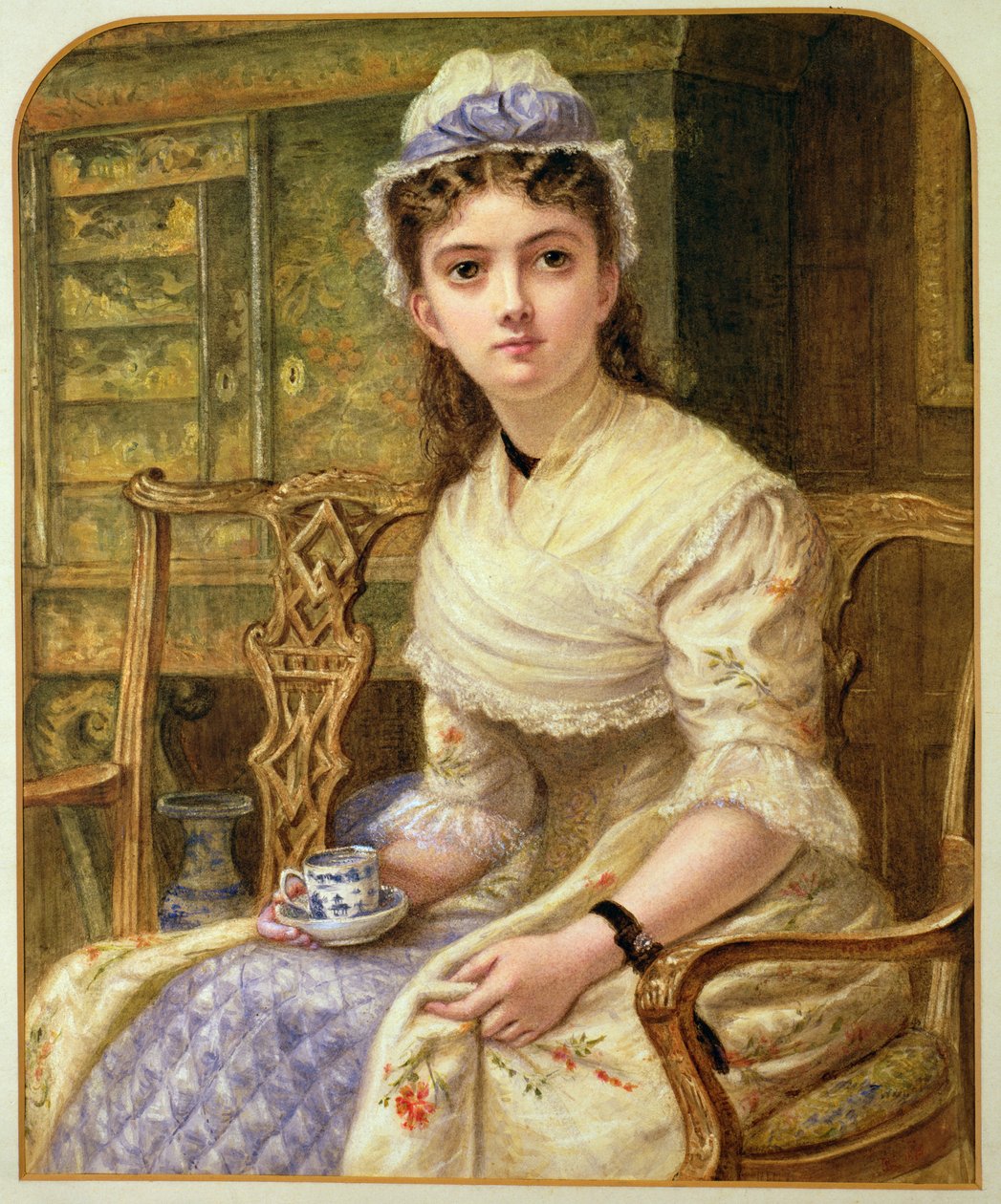 Nainen teetä juomassa, 1895 tekijältä Robert W. Little
