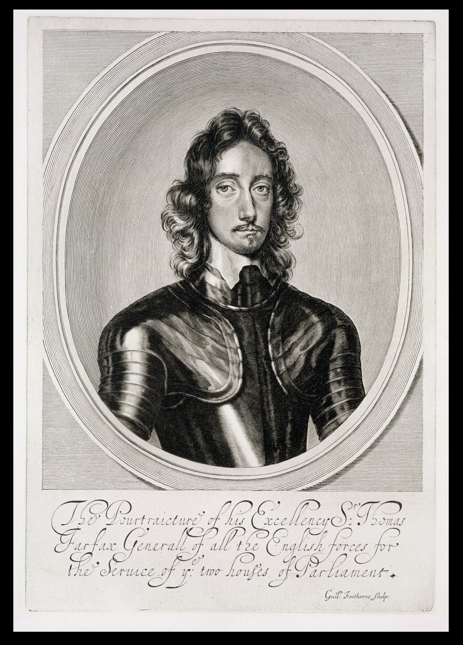 Muotokuva Thomasista, Lord Fairfaxista (1612-71), kaivertanut William Faithorne (1616-91) tekijältä Robert Walker