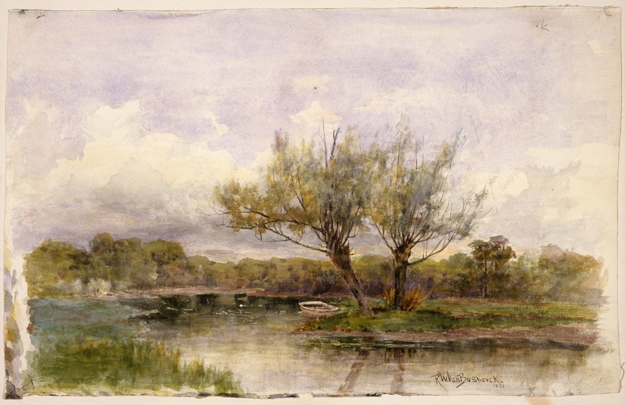 Maisema, 1881 (wc ja grafiitti paperille) tekijältä Robert Ward van Boskerck