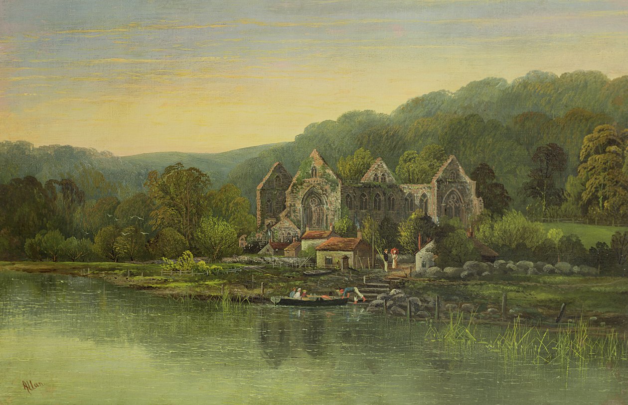 Ruined Abbey on a River, noin 1880 tekijältä Robert Weir Allan