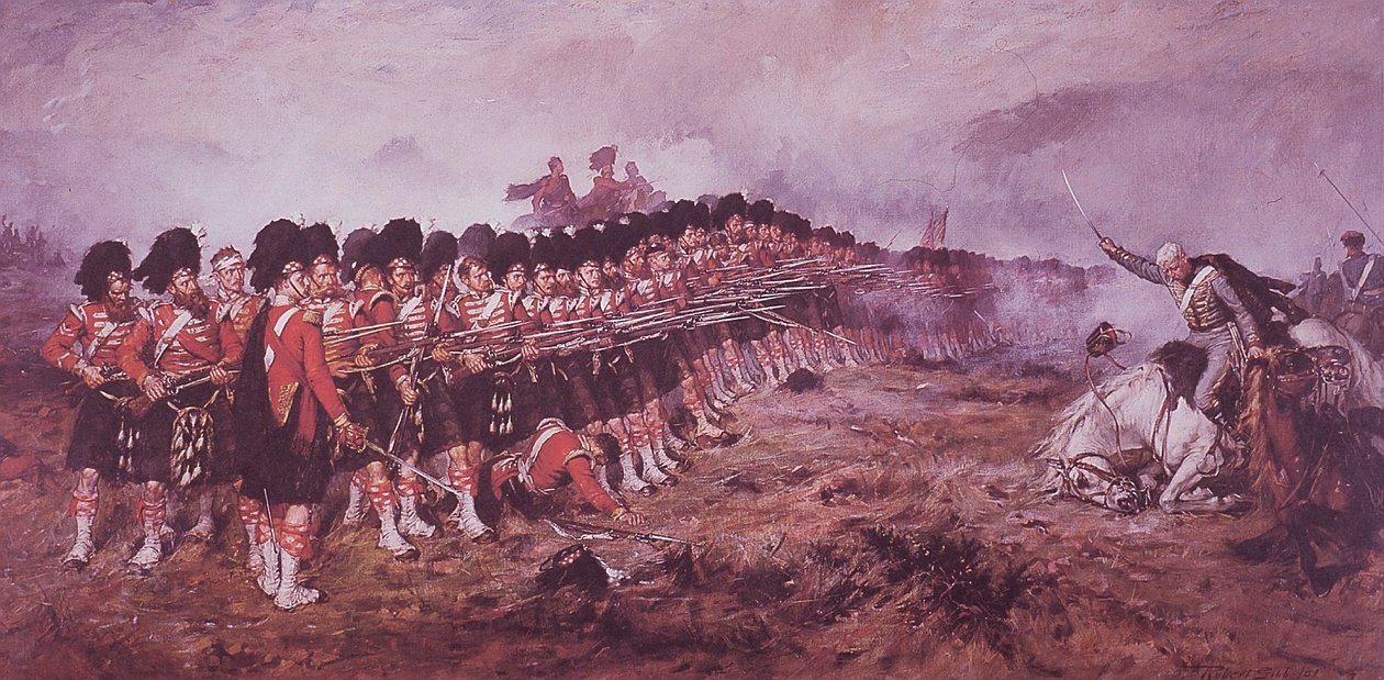 Thin Red Line, 93. ylämaalaiset seisovat lujasti Venäjän hyökkäyksen edessä Balaklavan taistelussa vuonna 1854 tekijältä Robert (after) Gibb