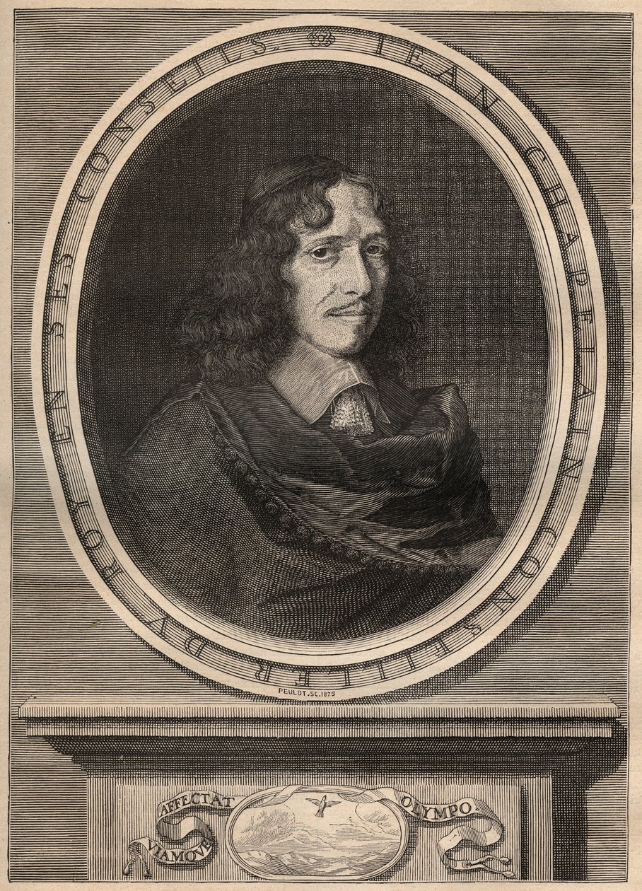 Jean Chapelainin (1595-1674), ranskalaisen runoilijan muotokuva - Kaiverrus - Jean Chapelain (1595-1674) Ranskalainen runoilija ja kirjallisuuskriitikko - Kaiverrus Nanteuuil et grave par Peulot. tekijältä Robert (after) Nanteuil