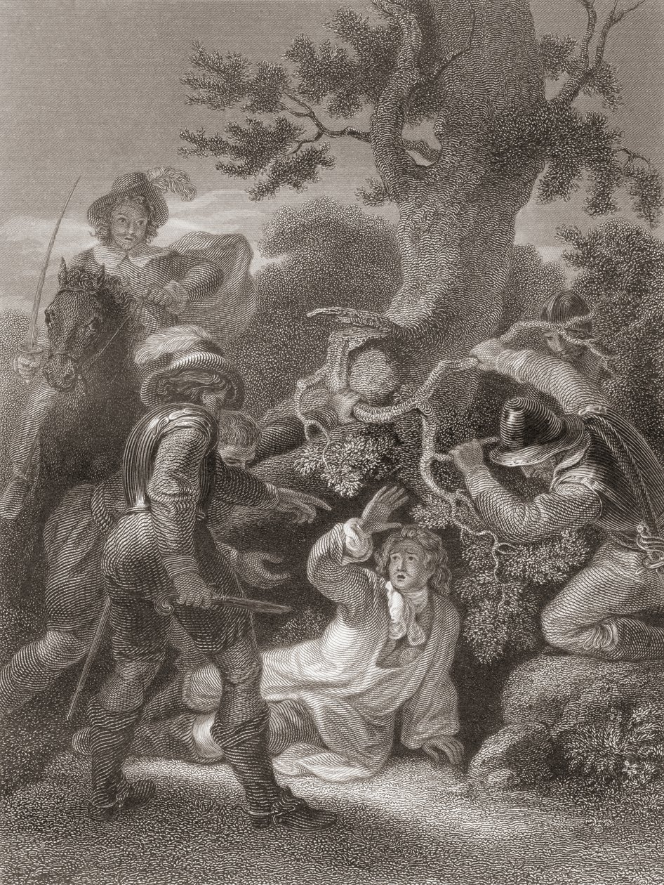 Monmouthin herttua Sedgemoorin taistelun jälkeen. Englannin historia, julkaistu 1859. tekijältä Robert (after) Smirke