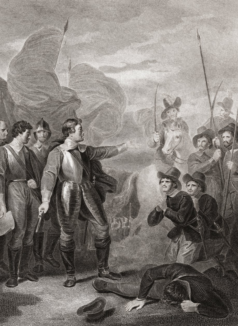 Oliver Cromwell tukahduttaa Burfordin kapinan. (Tulosta) tekijältä Robert (after) Smirke