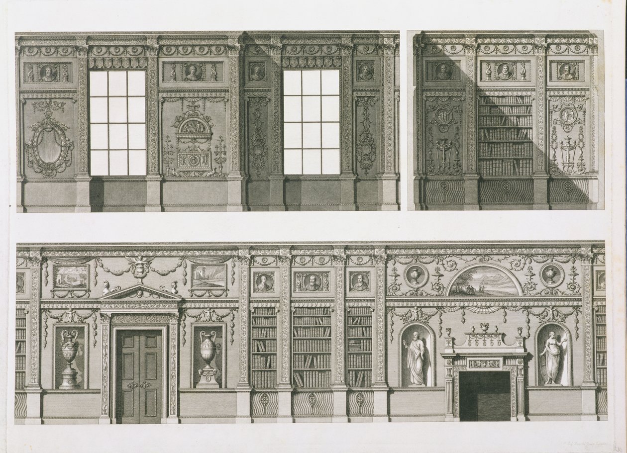 Syon Housen kirjaston korotus, noin 1760-69. tekijältä Robert Adam