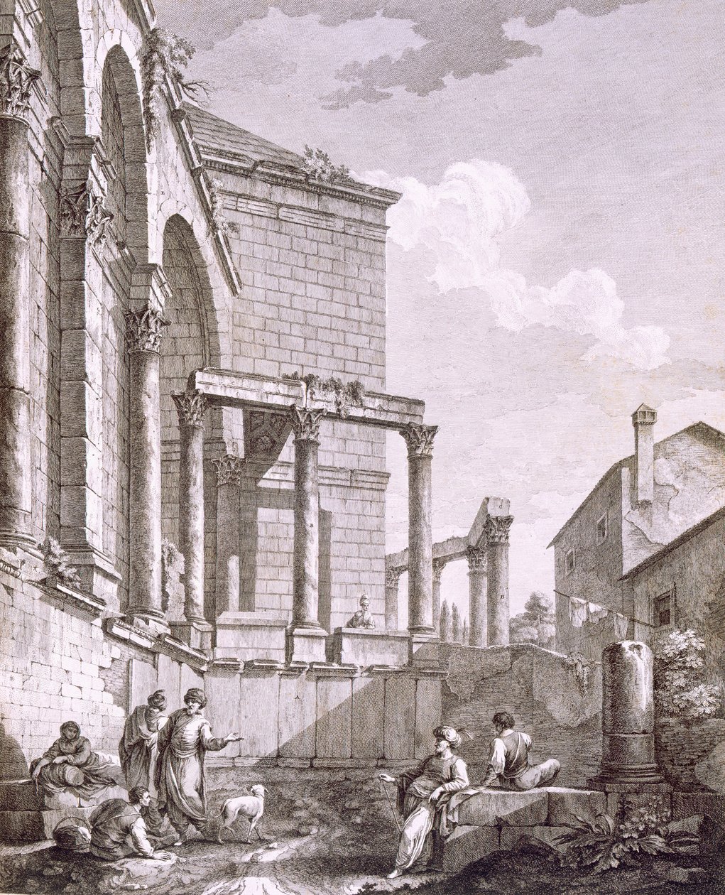Sivukuva Jupiterin temppelistä, pubi. 1764. tekijältä Robert Adam