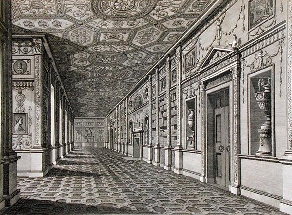 Syon Housen kirjasto, rakennettu 1760-69 (kaiverrus) tekijältä Robert Adam