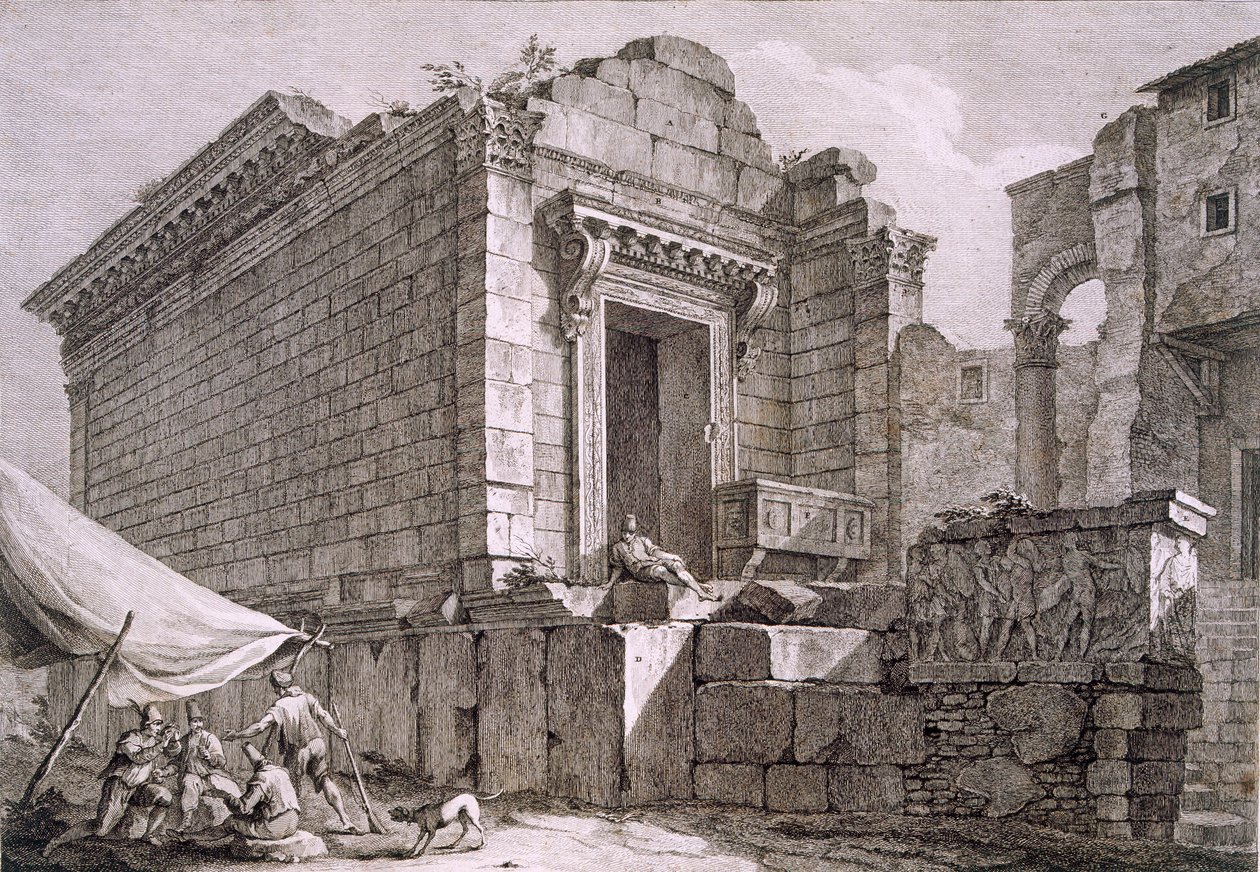 Näkymä Aesculapiuksen temppelille, pubi. 1764. tekijältä Robert Adam