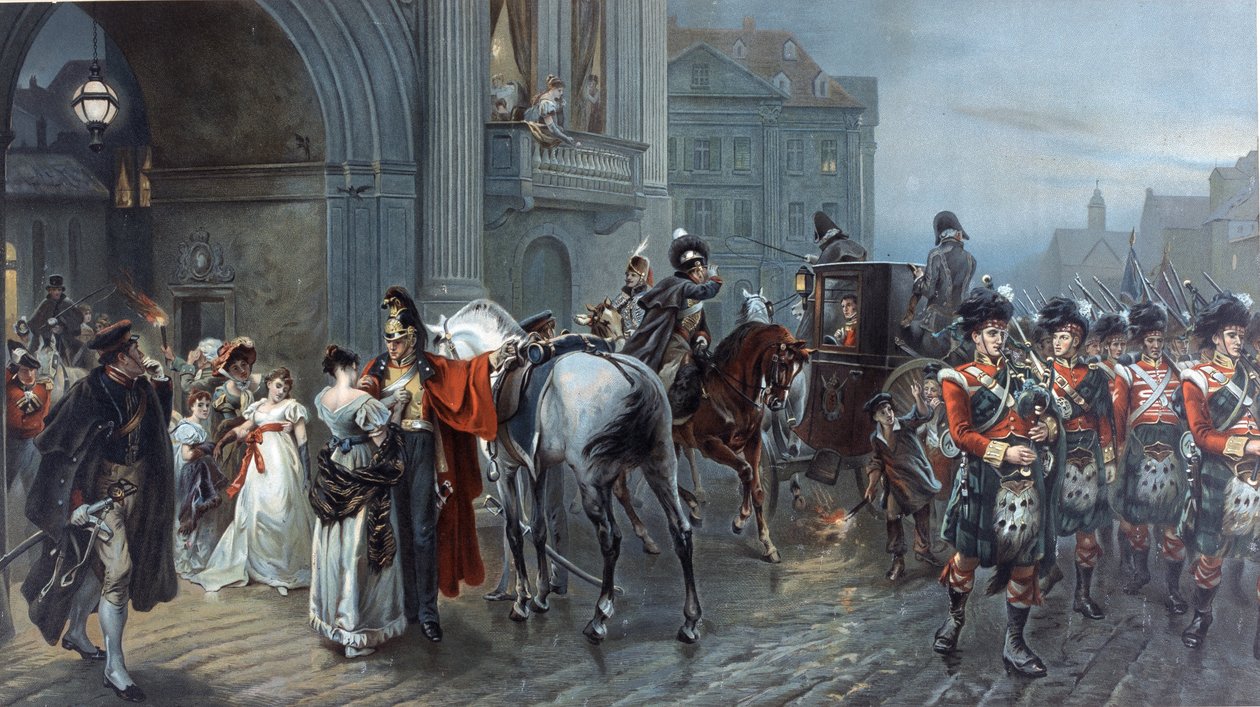 Kutsuttu Waterlooon Brysseliin, 1815, noin 1898 tekijältä Robert Alexander Hillingford
