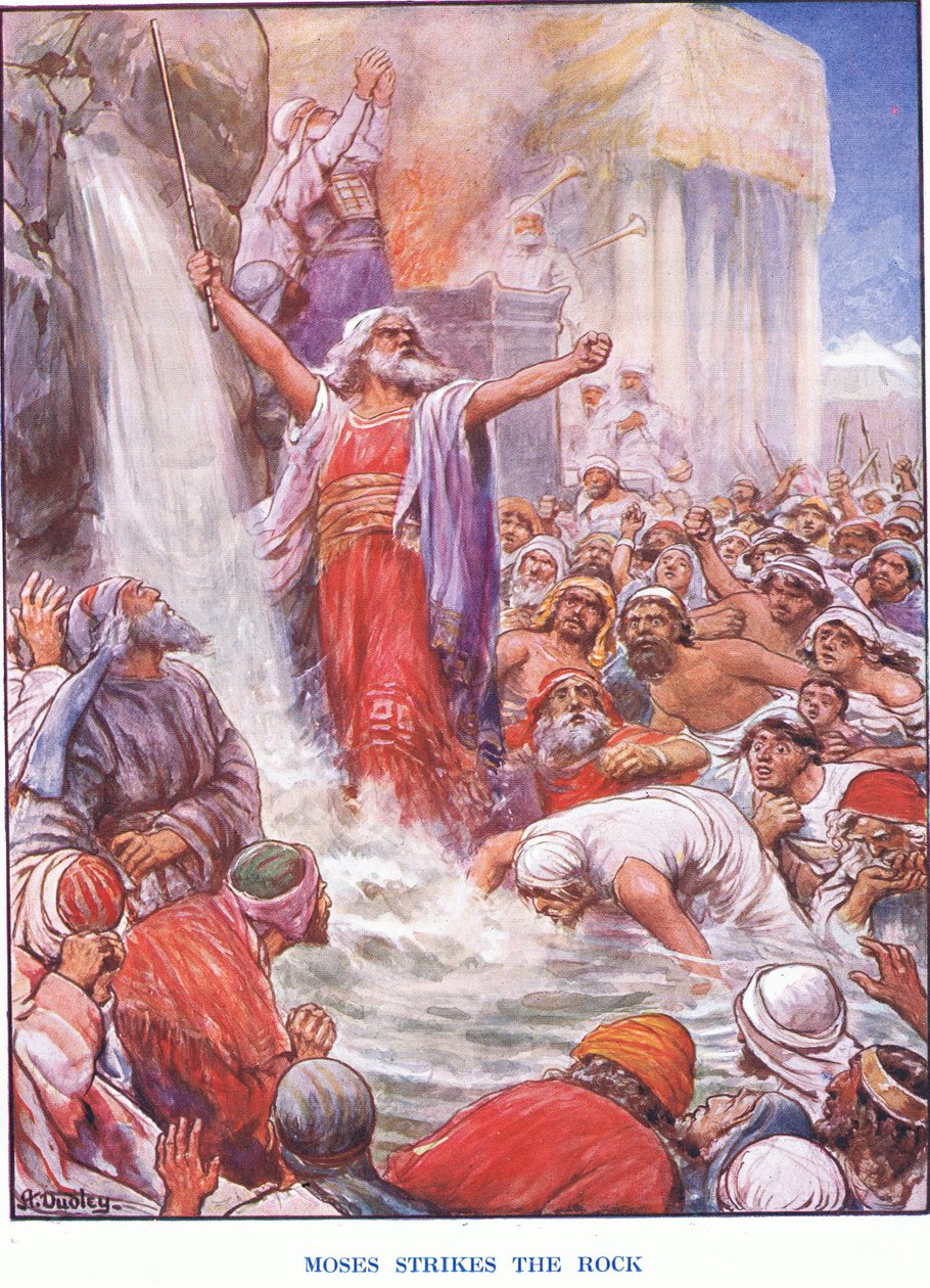 Mooses iskee kallioon (väri litho) tekijältä Robert Ambrose Dudley