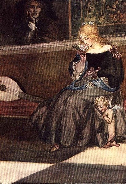 Go, Lovely Rose!, Palgraven Golden Treasurysta, julkaistu 1907 (värilitho) tekijältä Robert Anning Bell