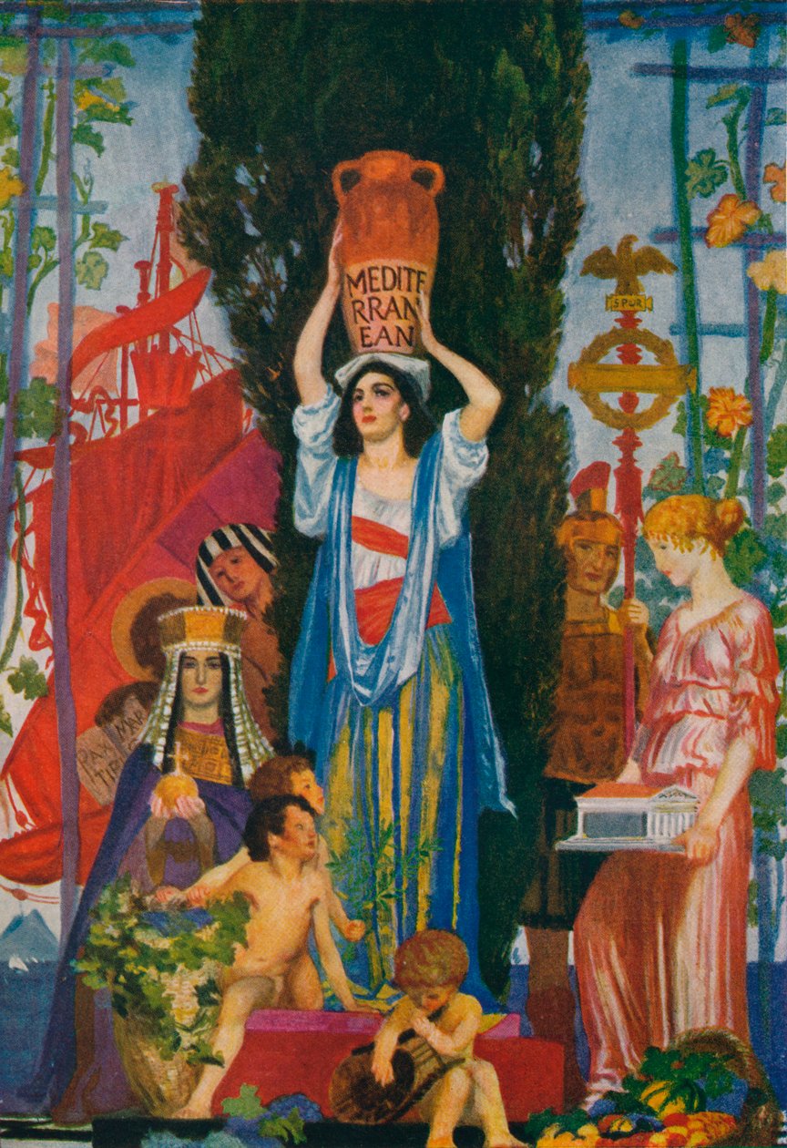 Luonnos seitsemästä merestä, c1922, 1923 tekijältä Robert Anning Bell