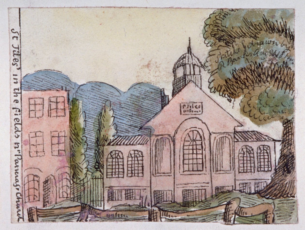 Church of St Giles in the Fields, St Pancras, Lontoo, 1814. tekijältä Robert Banks