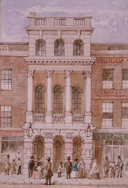 Lontoon City Theatre, Bishopsgate tekijältä Robert Blemell (attr. to) Schnebbelie