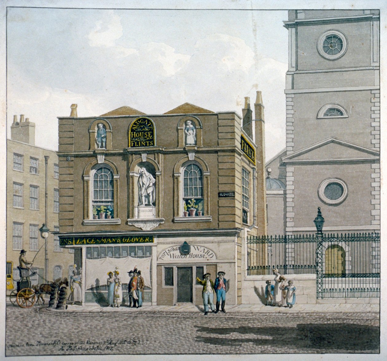 Aldgate House, Aldgate High Street, Lontoo, 1815 tekijältä Robert Blemmell Schnebbelie