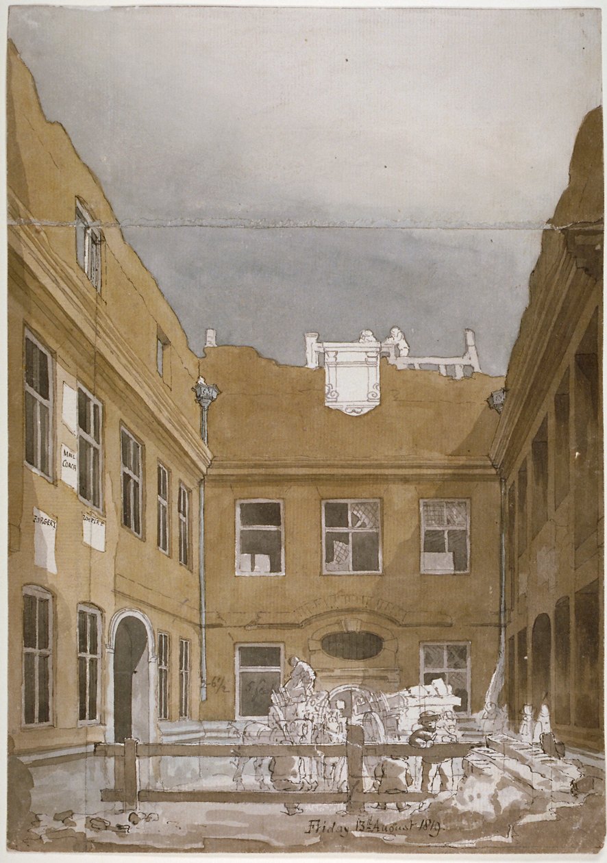 Blackwell Hall, Lontoon kaupunki, 1819 tekijältä Robert Blemmell Schnebbelie