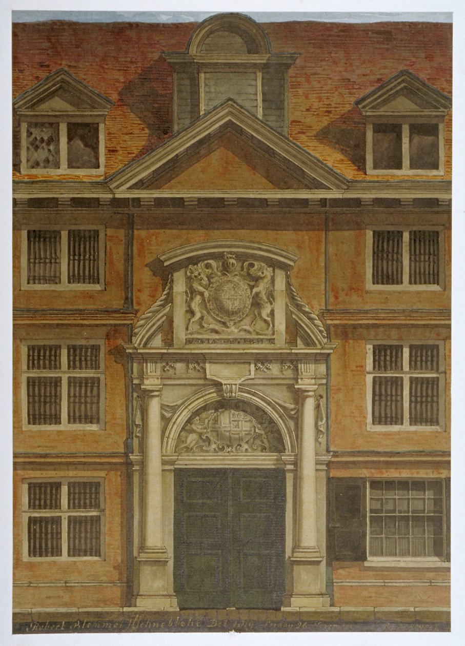 Blackwell Hall, Lontoon kaupunki, 1819 tekijältä Robert Blemmell Schnebbelie