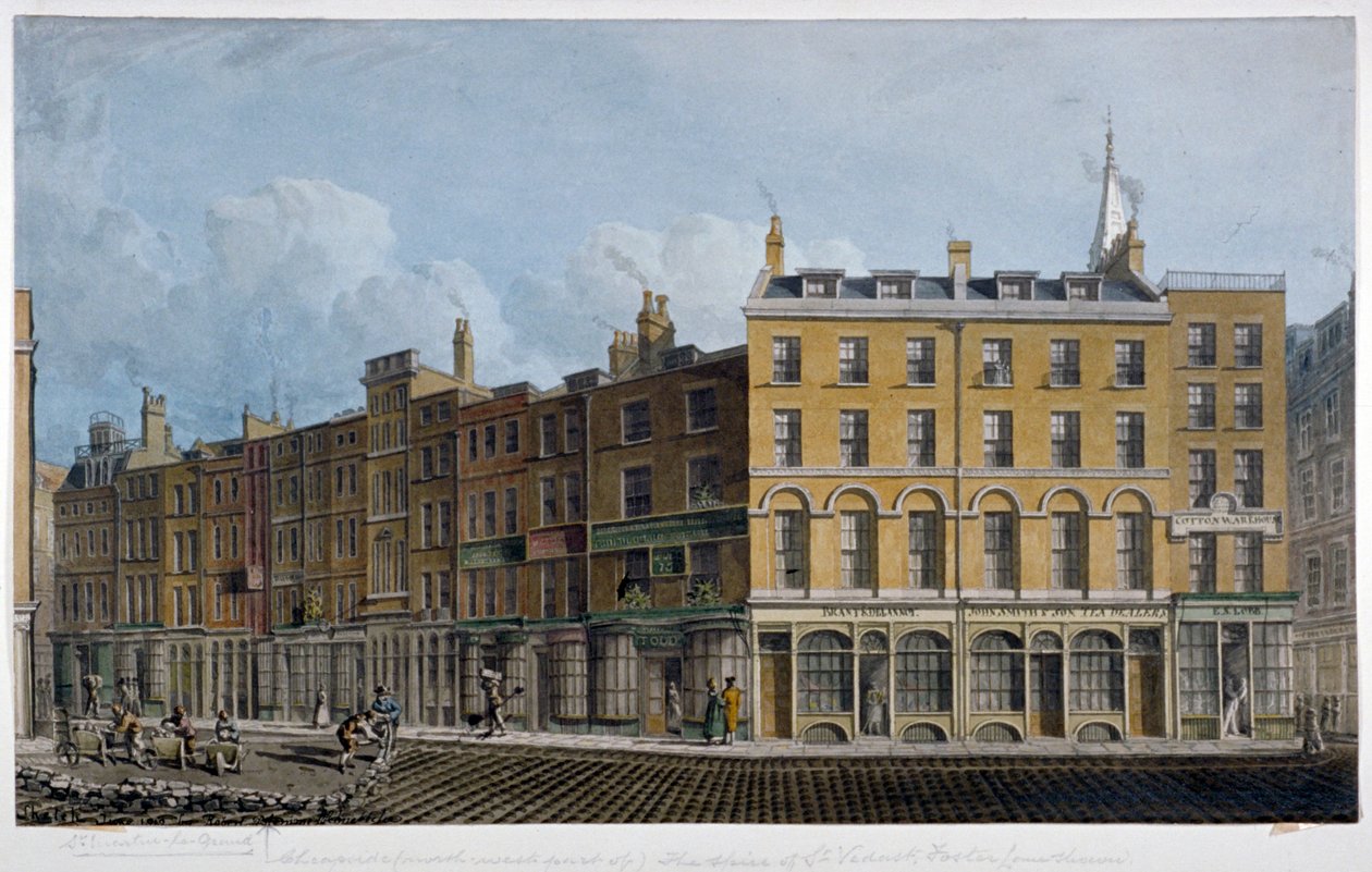 Cheapside, Lontoon kaupunki, 1818 tekijältä Robert Blemmell Schnebbelie