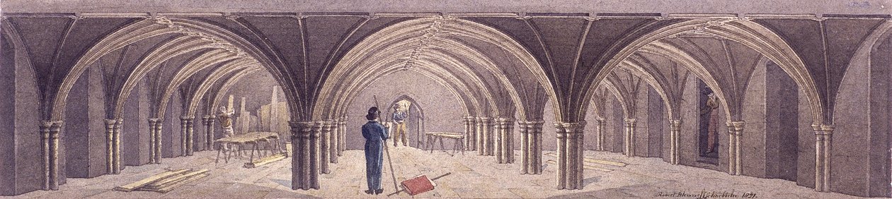 Guildhall Crypt, Lontoo, 1821 tekijältä Robert Blemmell Schnebbelie