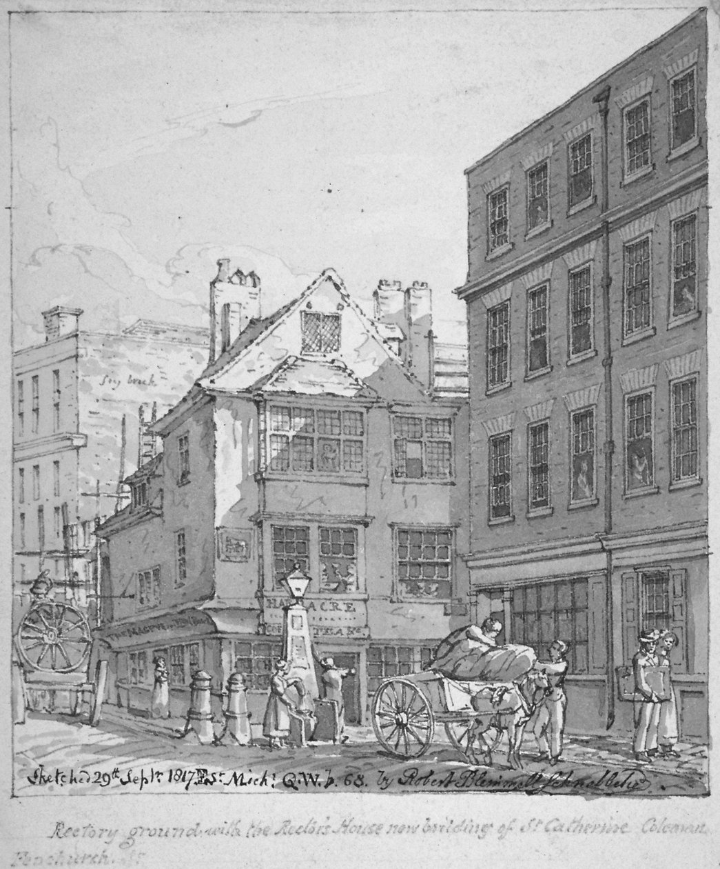 St Katherine Coleman Rectory, Fenchurch Street, Lontoo, 1817 tekijältä Robert Blemmell Schnebbelie
