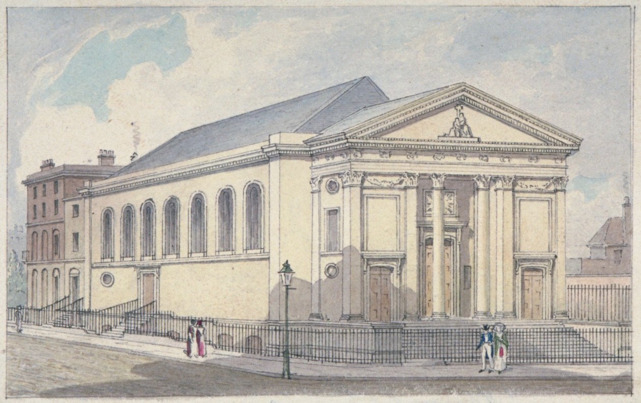 Pyhän Marian roomalaiskatolinen kirkko, Moorfields, Lontoon kaupunki, 1837 tekijältä Robert Blemmell Schnebbelie