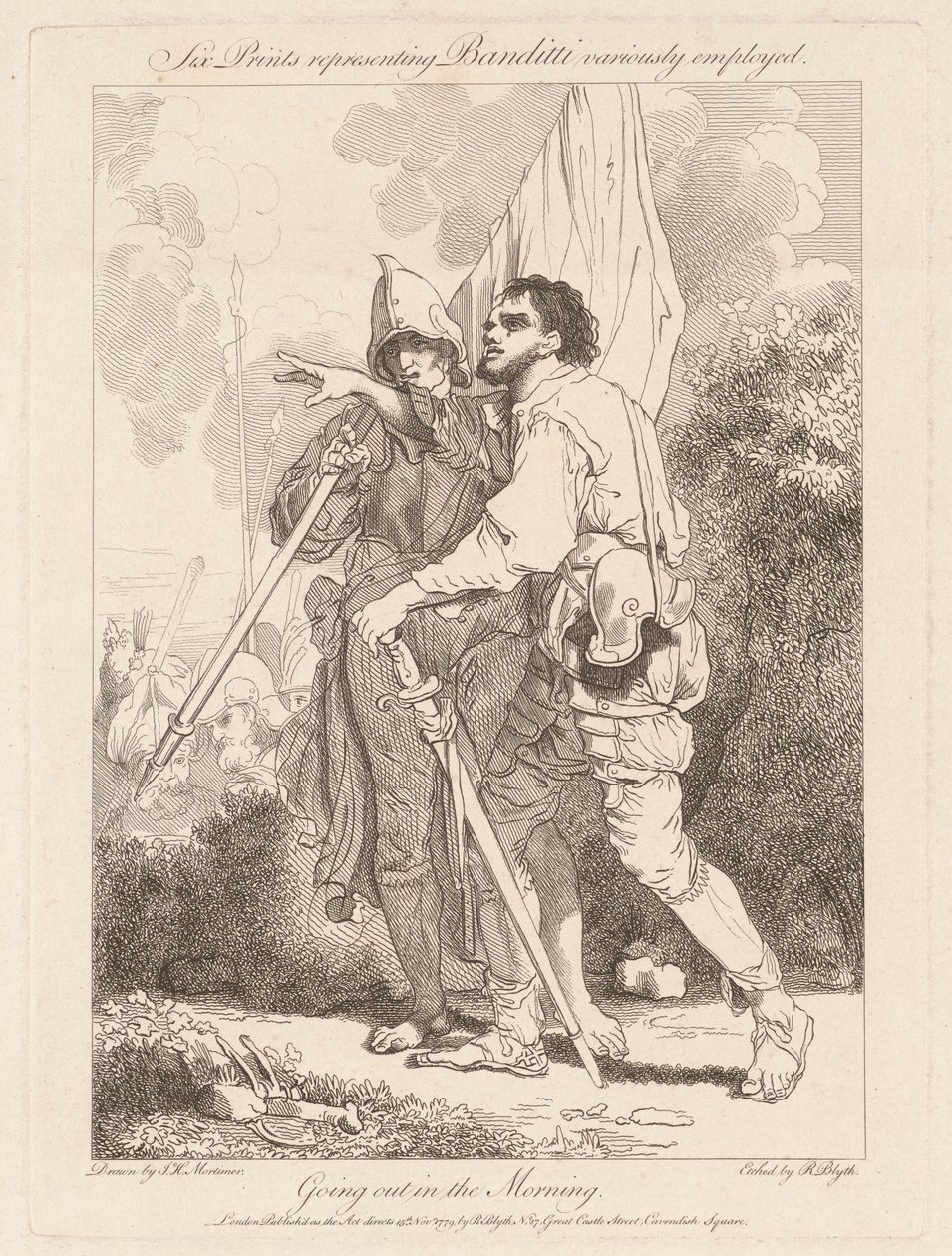 Ulkoileminen aamulla tekijältä Robert Blyth, after John Hamilton Mortimer