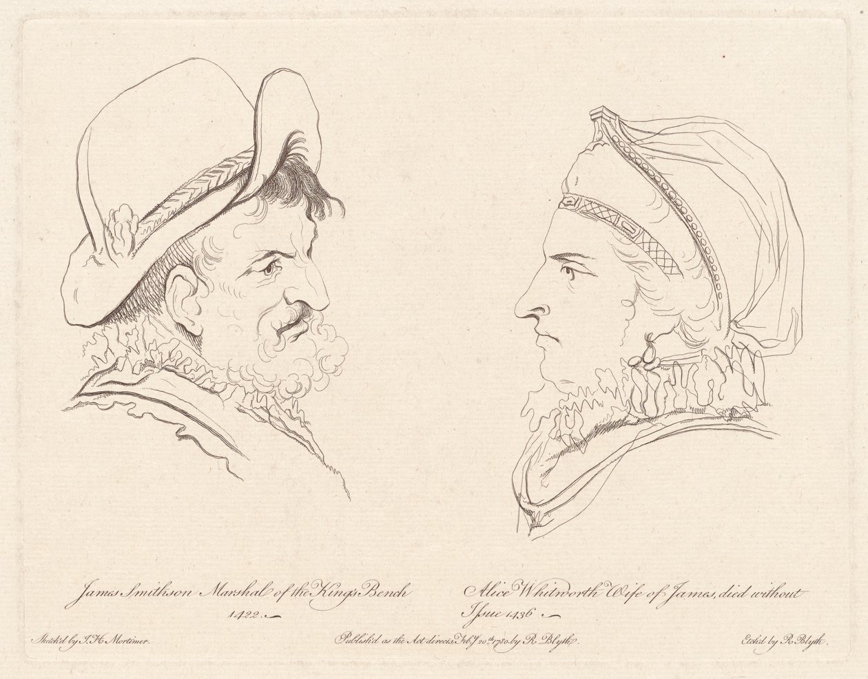 James Smithson ja Alice Whitworth tekijältä Robert Blyth, after John Hamilton Mortimer
