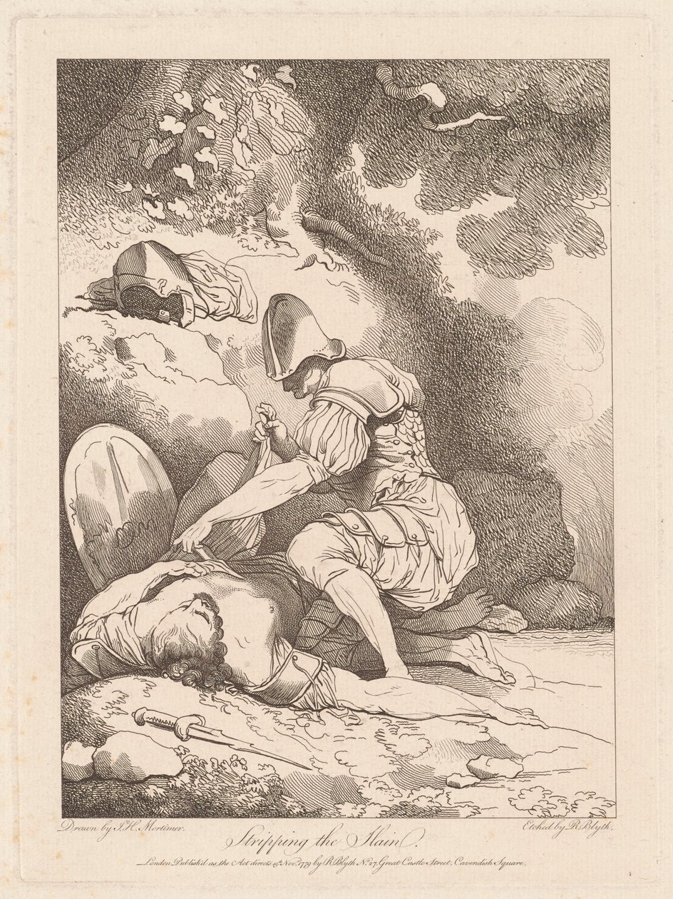 Slainien riisuminen tekijältä Robert Blyth, after John Hamilton Mortimer