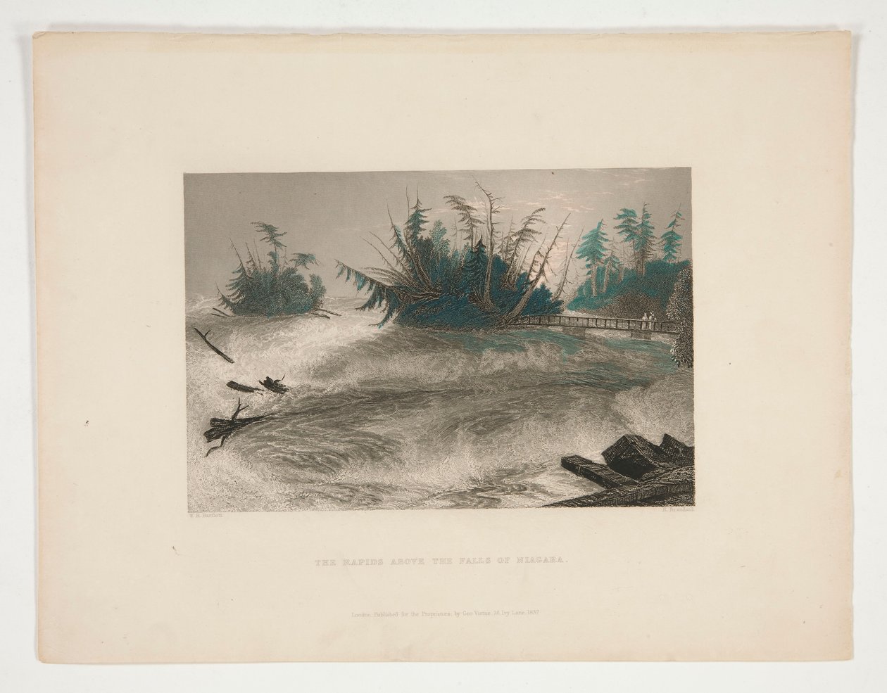 The Rapids Above the Falls of Niagara, kuvitus Nathaniel Parker Willisille tekijältä Robert Brandard